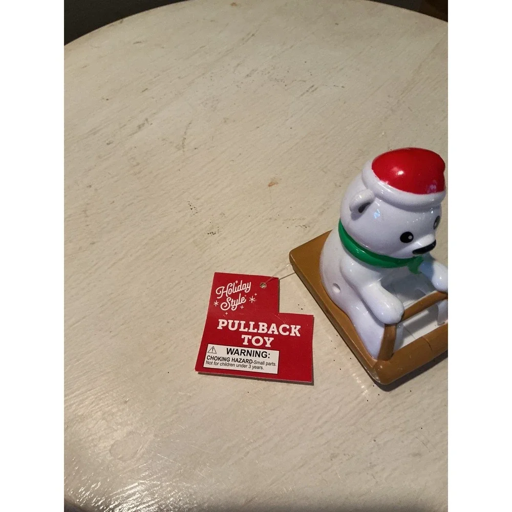 Holiday Style Polar Bear Pullback‎ Toy Sled Christmas Kids Fun